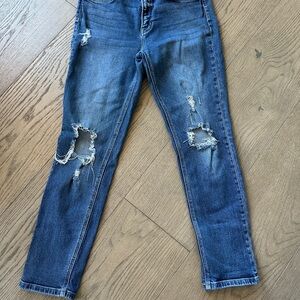 Flying Monkey Distressed Dark Blue Skinny Jeans